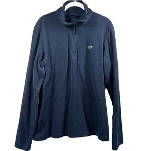 Vineyard Vines Men's Fleece Sweater Small Embroidered Logo Blue 1/4 Zip Pullover